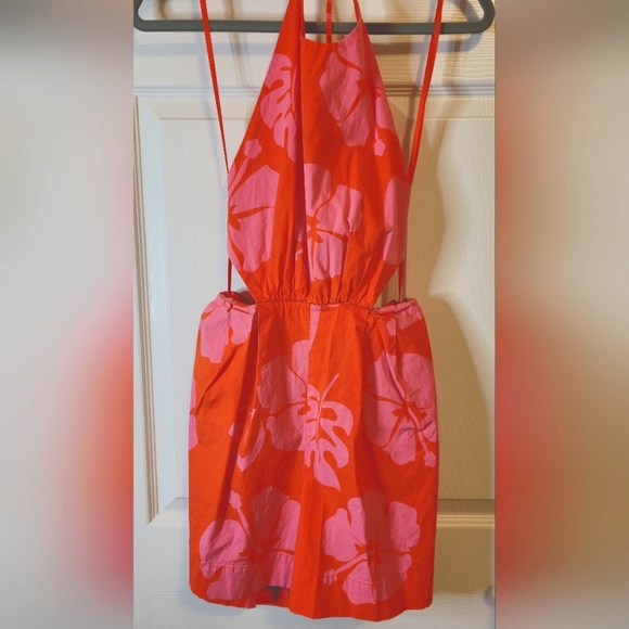 STAUD Georgia Tropical Romper Orange / Pink - Picture 7 of 9